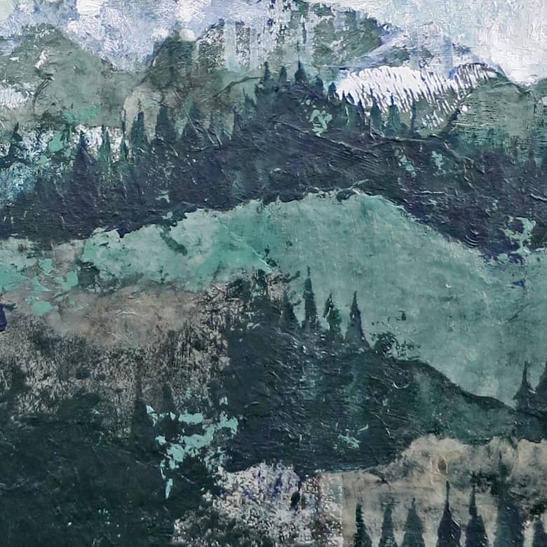Gemälde Bergwald Detail